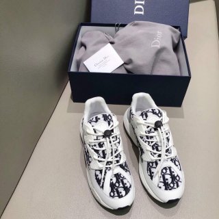 Dior Men’s Women‘s D-CONNECT Sneaker Dior Printed Technical Fabric KCK302 Navy Blue and White