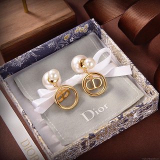 Dior Petit CD Earrings Gold-Finish Metal and White Resin Pearls 20200