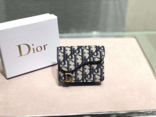 Dior S5652 Dior Saddle Lotus Wallet Bag Oblique Blue