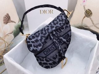 Dior M0446 Dior Saddle Bag Gray Multicolor Mizza Embroidery