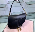 Dior M0446 Dior Saddle Bag M0447 Black Goatskin Gold Hardware