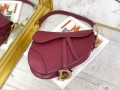 Dior M0446 Dior Saddle Bag M0447 Wine Red Goatskin Gold Hardware