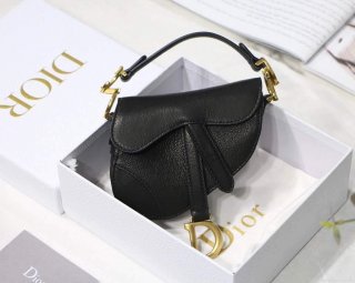 Dior M6008 Bag Saddle Super Mini Bag Cowhide Leather Black