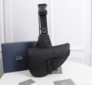 Dior 1ADPO093 Saddle Men Bag Grained Calfskin Black