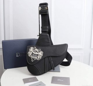 Dior 1ADPO093 Saddle Men Bag Grained Calfskin Black