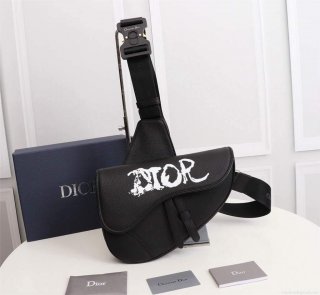 Dior 1ADPO093 Saddle Men Bag Grained Calfskin Black