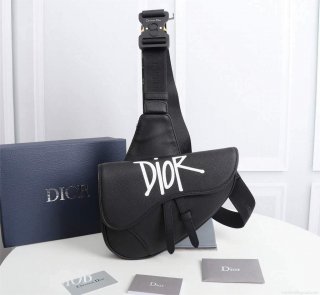 Dior 1ADPO093 Saddle Men Bag Grained Calfskin Black