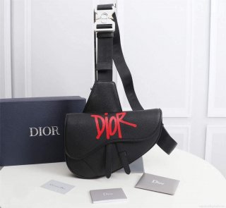 Dior 1ADPO093 Saddle Men Bag Grained Calfskin Black