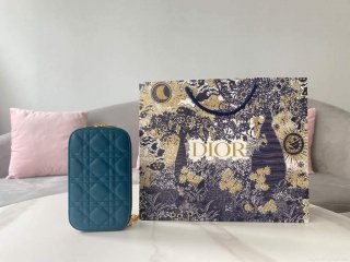 Dior S0872 Lady Dior Phone Holder Cannage Lambskin Blue