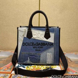 DG 2012AO9988B015 Dolce & Gabbana Edge logo patch denim shopping bag