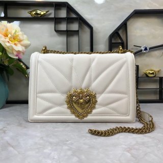 DG BB6652 Dolce Gabbana Medium Devotion crossbody bag in quilted nappa leather White