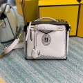 Fendi 8BN290 PEEKABOO Iconic medium white leather FF print Bag