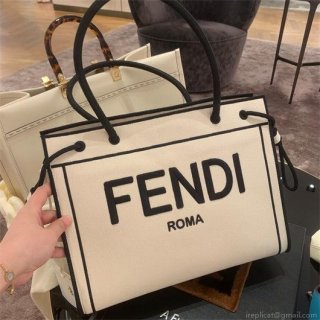 FENDI 8BH378 Medium ROMA Tote Undyed canvas Tote bag