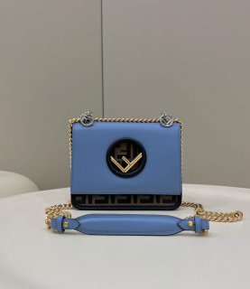 Fendi 8BT286 Kan I F Small Leather Mini Bag Blue