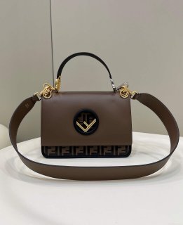 Fendi 8BT284 Kan I F Leather Bag Brown