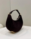 Fendi 8BR798 Fendigraphy Small Coffee suede bag