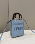 Fendi 8BS051 Mini Sunshine Blue laminated leather shopper