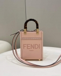 Fendi 8BS051 Mini Sunshine Pink laminated leather shopper