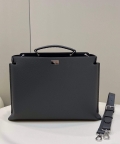 Fendi 7VA529 Peekaboo ISeeU Medium Gray Leather Bag