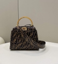 Fendi 8BN244 Peekaboo Signature Mini Bag Brown