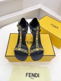 Fendi 8X8306 First Fendace Leather high-heeled Sandals black