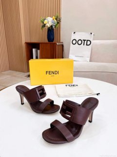 Fendi 8R8287 Baguette Slides Leather Brown