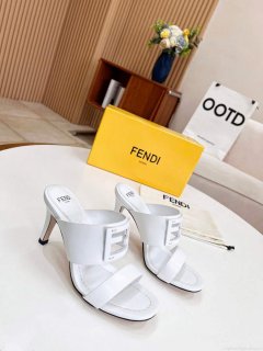 Fendi 8R8287 Baguette Slides Leather White