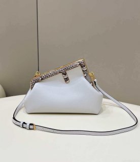 Fendi 8BP129 First Small Fuchsia leather and python leather bag 80018M White