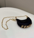 Fendi 7AS089 Nano Fendigraphy Black Snake skin leather Charm 80056S