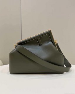 Fendi 8BP127 FENDI FIRST Medium Dark Green leather bag