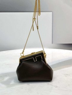 Fendi 7AS051 Nano Fendi First Charm Charm in Coffee nappa leather