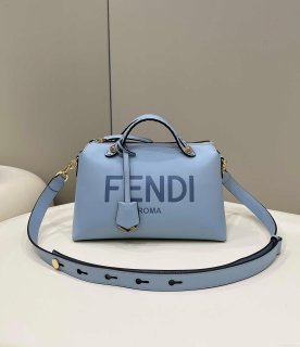 Fendi 8BL146 By The Way Medium Ligth Blue leather Boston bag