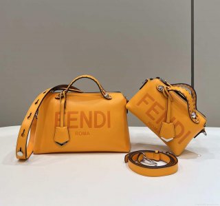 Fendi 8BL145 By The Way Mini Orange leather small Boston bag