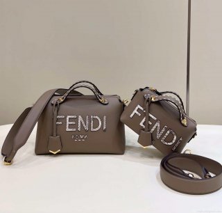 Fendi 8BL145 By The Way Mini Gray leather small Boston bag