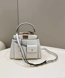 Fendi 8BN335 Peekaboo ISeeU Small White leather bag 2113s