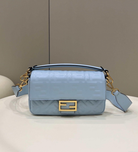 Fendi 8BR600 Baguette Medium Blue leather 0135M bag