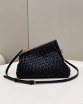 Fendi 8BP129 First Small Black braided leather bag 80103