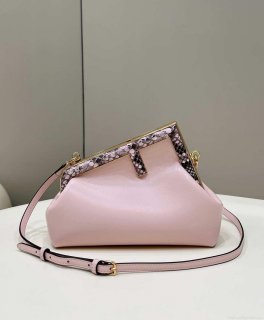 Fendi 8BP129 First Small Fuchsia leather and python leather bag 80043M Pink