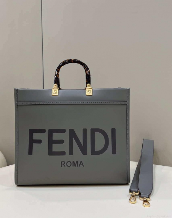 Fendi 8BH372 Sunshine Large Bag Gray leather shopper 8266L