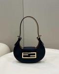 Fendi 8BS065 Fendi Cookie Black leather mini Croissant bag 8556