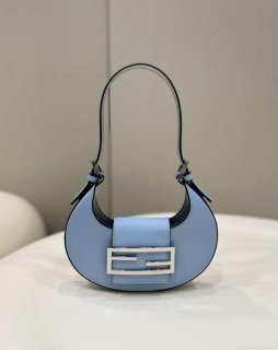 Fendi 8BS065 Fendi Cookie Blue leather mini Croissant bag 8556