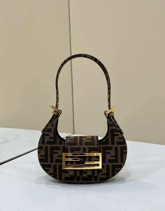 Fendi 8BS065 Fendi Cookie Brown leather mini Croissant bag 8556