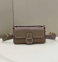 Fendi 8BR600 Baguette Gray full grain leather bag 8393