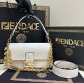 Fendi 8BR801 Baguette brooch Fendace White leather 8563 bag