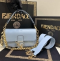 Fendi 8BR801 Baguette brooch Fendace Blue leather 8563 bag