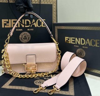 Fendi 8BR801 Baguette brooch Fendace Pink leather 8563 bag