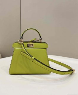 Fendi 8BN335 Peekaboo ISeeU Petite Lemon Green Padded Nappa Leather Bag