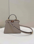 Fendi 8BN335 Peekaboo ISeeU Petite Milk Tea Padded Nappa Leather Bag