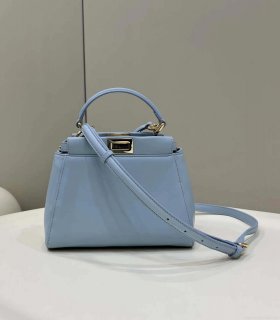 Fendi 8BN244 Peekaboo Iconic Mimi Blue Leather 8315 Bag