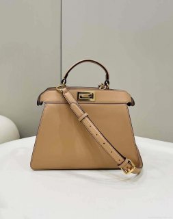 Fendi 8BN327 Peekaboo ISeeU Small Apricot leather bag